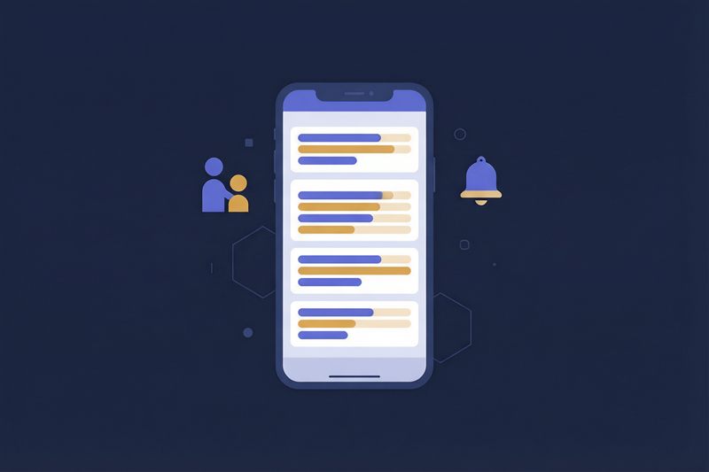Illustration of a parent viewing a child’s school progress dashboard on a smartphone